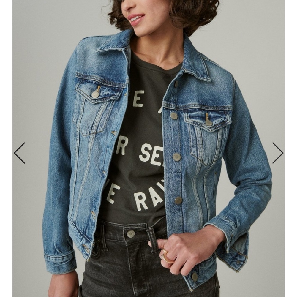 Lucky Brand Tomboy Denim Trucker Jacket in Density. Size XS. Like new,worn once.